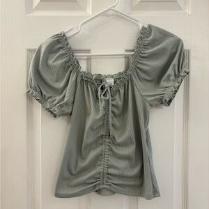 🍒4/$15 No Boundaries Babydoll Green Ruched Women's Top